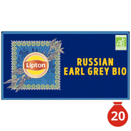 LIPTON - Thé noir Russian Earl Grey Bio - boite de 20 sachets Sonico.fr