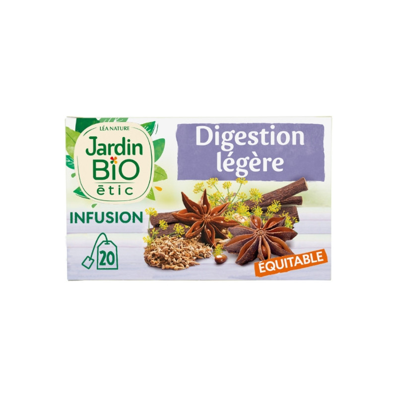 JARDIN BIO ETIC - Infusion Digestion Légère Bio - boite de 20 Sachets - 30 g Sonico.fr