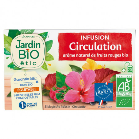 JARDIN BIO ETIC - Infusion Circulation Bio Fruits Rouges - boîte de 20 sachets Sonico.fr
