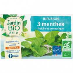 JARDIN BIO ETIC - Infusion 3 Menthes Bio - boîte de 20 sachets Sonico.fr