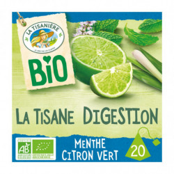 LA TISANIERE - Infusion Bio La Tisane Digestion Menthe Citron Vert - boite de 20 sachets Sonico.fr