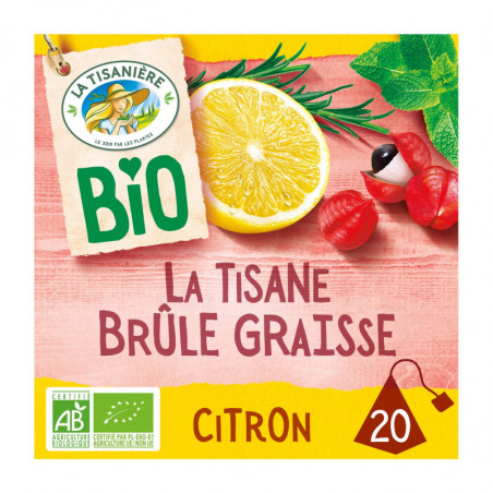 LA TISANIERE - Infusion Bio La Tisane Brûle Graisse Citron - boite de 20 sachets Sonico.fr