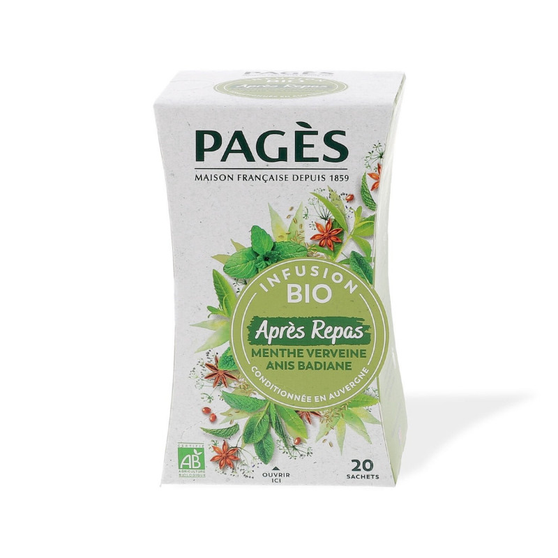 PAGES - Infusion Après Repas Menthe Bio - boite de 20 sachets Sonico.fr