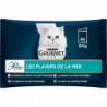 PURINA GOURMET - Perle Plaisirs de la Mer Pâtée chat Adulte - paquet de 4 sachets de 85 g Sonico.fr