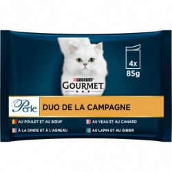 PURINA GOURMET - Perle Duo de la Campagne Pâtée pour chat Adulte - paquet de 4 sachets de 85 g Sonico.fr