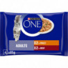 PURINA ONE - Adulte au Poulet et Buf Pâtée pour chat - paquet de 4 sachets de 85 g Sonico.fr