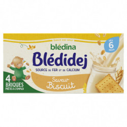 BLEDINA - Blédidej Lait et céréales Saveur Biscuit bébé dès 6 mois - paquet de 4x250 ml  Sonico.fr
