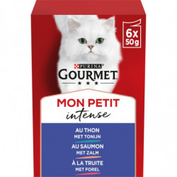 PURINA GOURMET - Mon Petit Intense Thon Saumon Pâtée pour chat - boite de 6 sachets de 50 g Sonico.fr