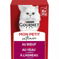 PURINA GOURMET - Mon Petit Intense Buf Veau Agneau Pâtée pour chat - boite de 6 sachets de 50 g Sonico.fr