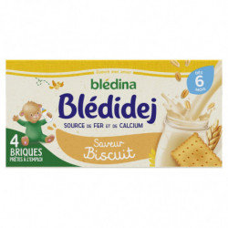 BLEDINA - Blédidej Lait et céréales Saveur Biscuit bébé dès 6 mois - paquet de 4x250 ml  Sonico.fr