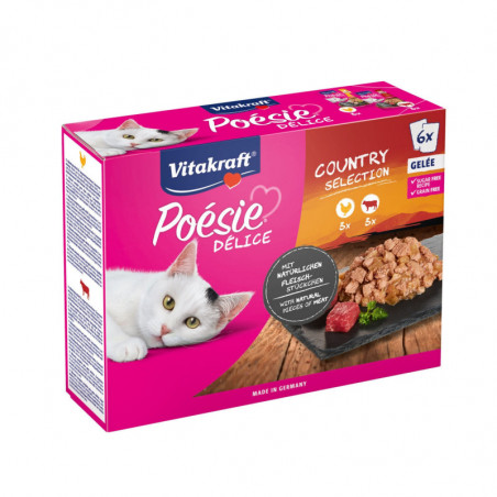 VITAKRAFT - Poésie Délice Country Sélection en Gelée Pâtée pour chat - boite de 6 sachets de 85 g Sonico.fr