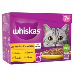 WHISKAS - Les Festins à la volaille en Sauce Pâtée pour chat - boite de 12 sachets de 85 g Sonico.fr