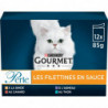 PURINA GOURMET - Perle Les Filettines en Sauce Pâtée pour chat  - paquet de 12 sachets de 85 g Sonico.fr