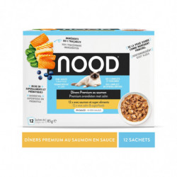 NOOD - Diners Premium au Saumon en Sauce Pâtée pour chat - paquet de 12 sachets de 85 g Sonico.fr