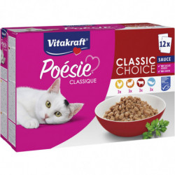 VITAKRAFT - Poésie Classique Classic Choice en Sauce Assortiment Pâté pour chat - paquet de 12 sachets de 85 g Sonico.fr