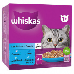 WHISKAS - Les Poissons favoris en Gelée Pâtée pour chat - boite de 24 sachets de 85 g Sonico.fr