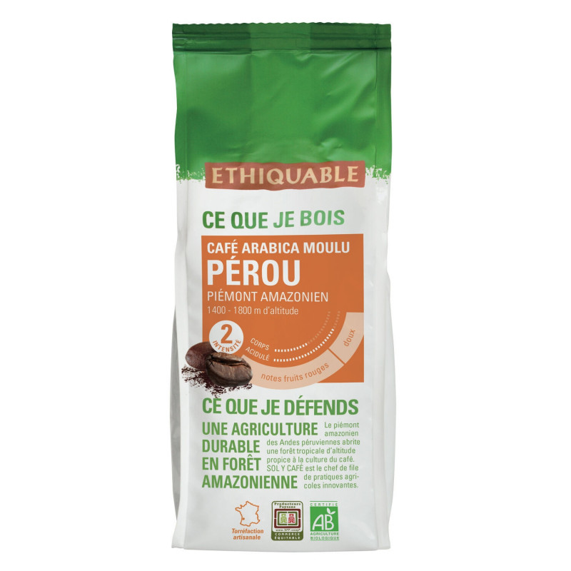 ETHIQUABLE - Pérou Bio Café moulu pur arabica - paquet de 250 g Sonico.fr