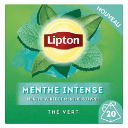 LIPTON - Thé vert Menthe Intense - boite de 20 Sachets pyramides Sonico.fr