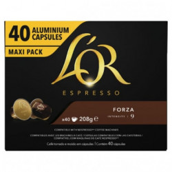L'OR Espresso - Café Forza Intensité 9 - Capsules de café compatibles Nespresso - Paquet de 40 capsules Sonico.fr