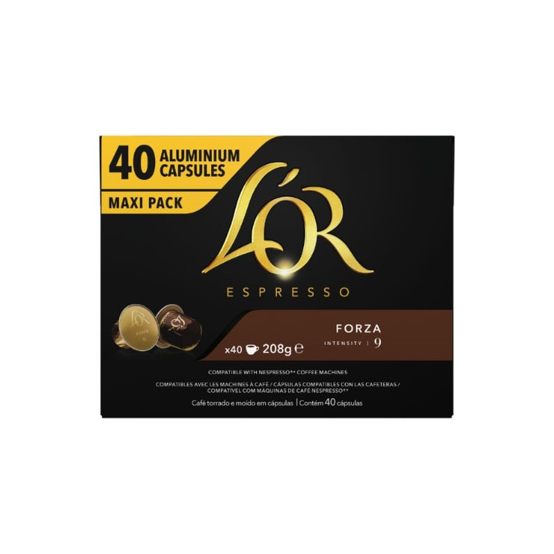 L'OR Espresso - Café Forza Intensité 9 - Capsules de café compatibles Nespresso - Paquet de 40 capsules Sonico.fr