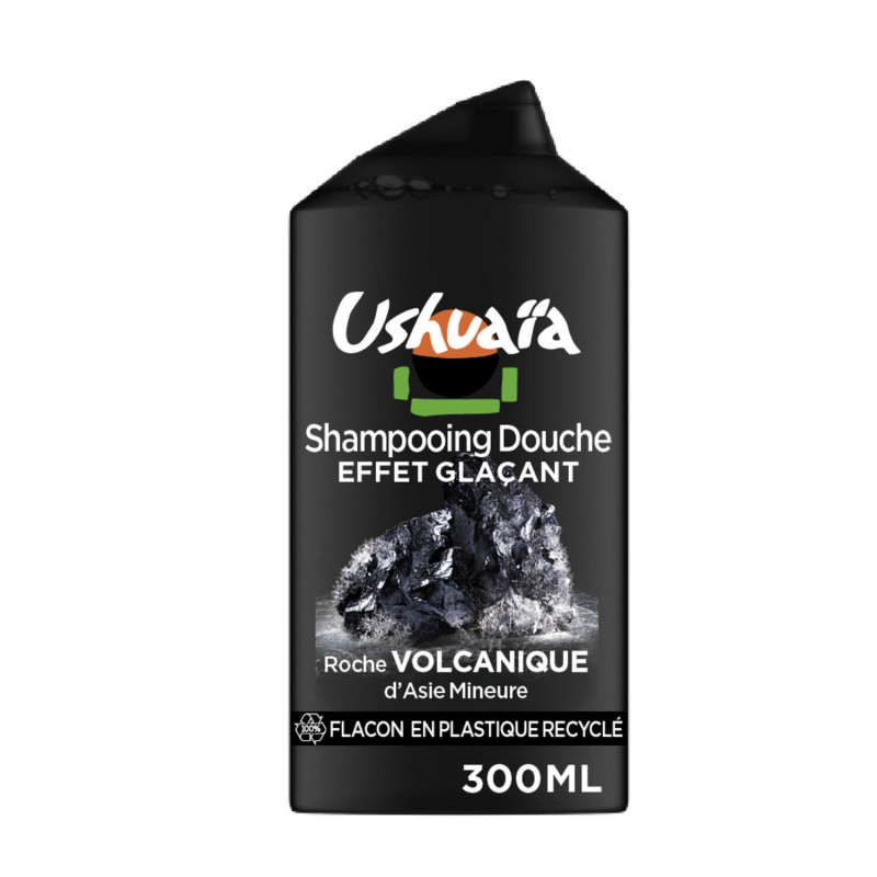 USHUAIA - Shampooing Gel Douche Effet Glaçant Roche Volcanique - flacon de 300 ml Sonico.fr