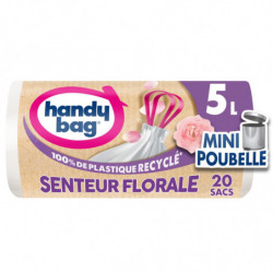 HANDY BAG - Sacs Poubelle à poignées coulissantes Salle de Bains 5 L senteur florale - Rouleau de 20 Sacs Sonico.fr