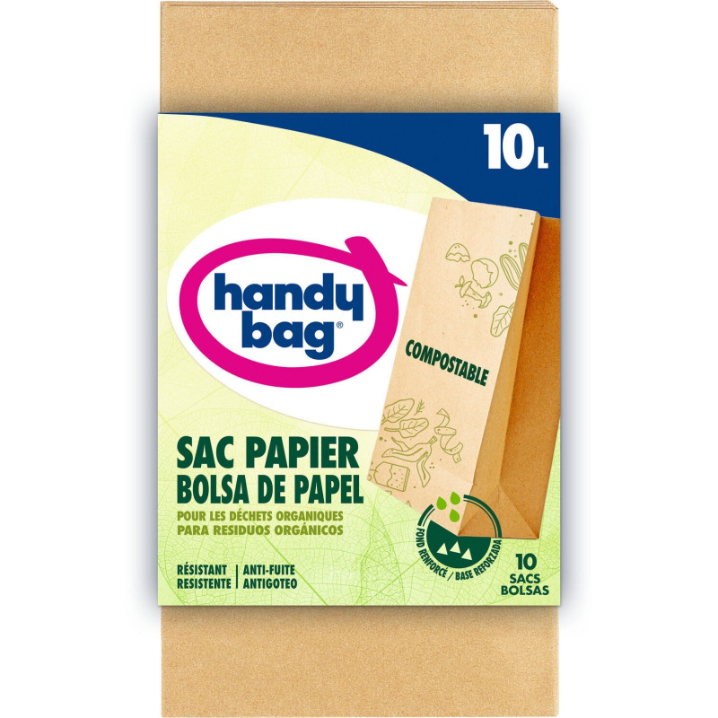 HANDY BAG - Sacs Poubelle Compostable en papier 10 L - paquet de 10 Sacs Sonico.fr