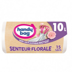 HANDY BAG - Sacs Poubelle à poignées coulissantes Salle de Bains 10 L senteur florale - Rouleau de 15 Sacs Sonico.fr