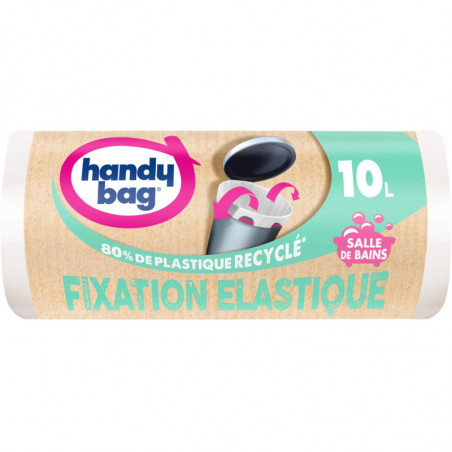 HANDY BAG - Sacs Poubelle à fixation élastique Salle de Bains 10 L - Rouleau de 15 Sacs Sonico.fr