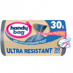 HANDY BAG - Ultra Résistants Sacs poubelle 30 L à lien - rouleau de 20 sacs Sonico.fr