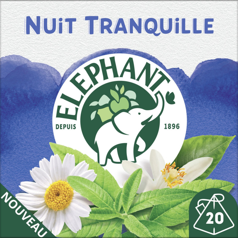 ELEPHANT - Infusion nuit tranquille - boite de 20 sachets Sonico.fr