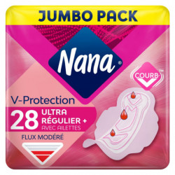 NANA -  Ultra Régulier Plus V-protection avec ailettes - paquet de 28 Serviettes hygiéniques Sonico.fr