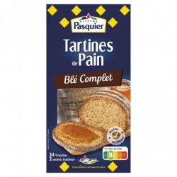 PASQUIER - Tartines de Pain grillé au Blé Complet - boite de 24 tranches - 240 g Sonico.fr