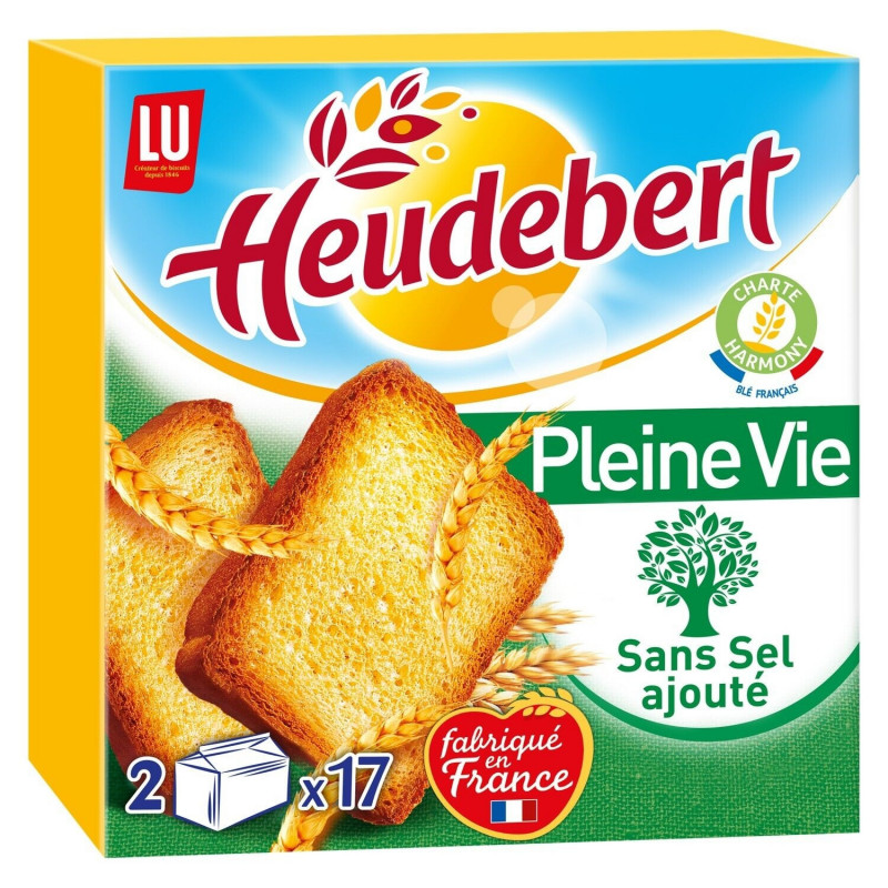 HEUDEBERT - Biscottes  sans sel Pleine Vie - boîte de 34 tranches - 300 g Sonico.fr