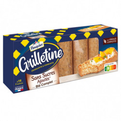 PASQUIER - Biscottes Grillettine Blé Complet Sans Sucres Ajoutés - paquet de 18 Biscottes - 255 g Sonico.fr