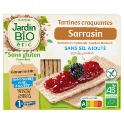 JARDIN BIO ETIC - Tartines craquantes sarrasin Sans gluten Sans sel ajouté - paquet de 150 g Sonico.fr