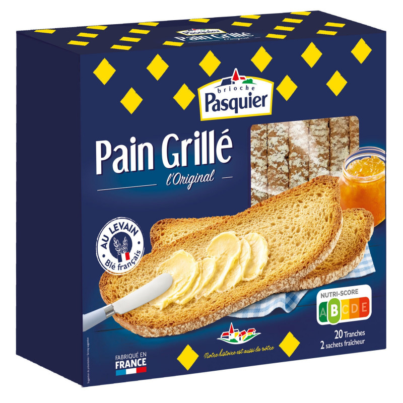 PASQUIER - Pain grillé L'original - paquet de 20 tranches - 415 g Sonico.fr