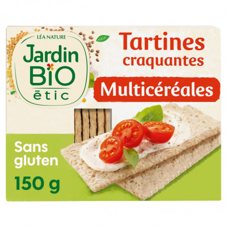 JARDIN BIO ETIC - Tartines craquantes Multicéréales Sans gluten - paquet de 150 g Sonico.fr