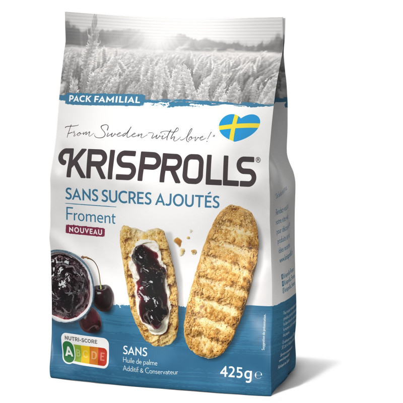 KRISPROLLS - Pain Froment Sans Sucres Ajoutés - paquet de 425 g Sonico.fr
