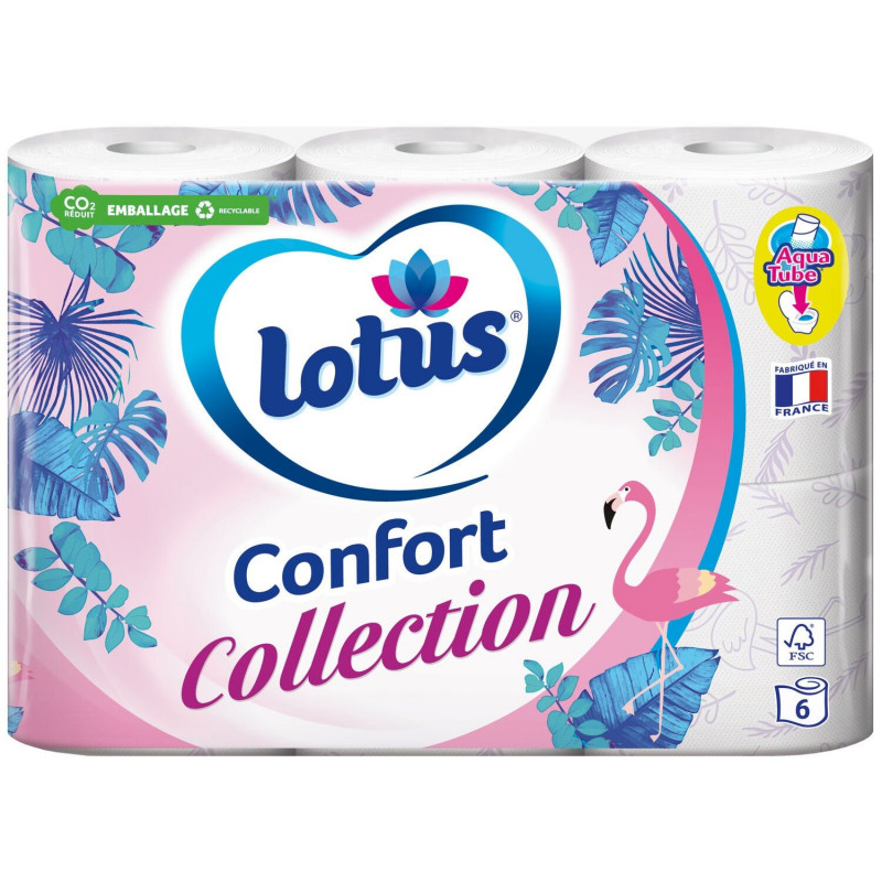 LOTUS - Confort Collection Blanc Papier toilette Aqua Tube - paquet de 6 rouleaux Sonico.fr