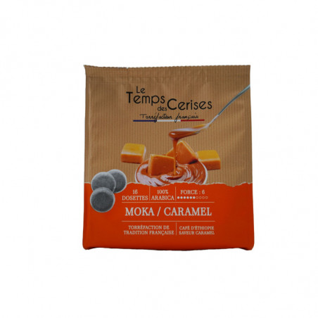 LE TEMPS DES CERISES - saveur Moka Caramel Café dosettes Compatibles Senseo - boite de 16 dosettes Sonico.fr