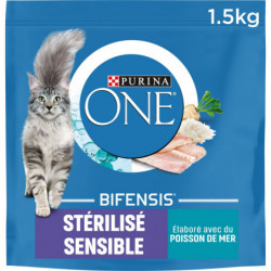 PURINA - Bifensis Croquettes pour chat Sensible Stérilisé aux poissons de mer - sac de 1,5 kg Sonico.fr