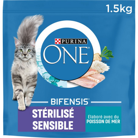 PURINA - Bifensis Croquettes pour chat Sensible Stérilisé aux poissons de mer - sac de 1,5 kg Sonico.fr