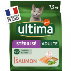 ULTIMA - Croquettes pour chat Adulte Stérilisé au Saumon - sac de 7,5 kg Sonico.fr
