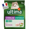 ULTIMA - Croquettes pour chat d'Intérieur Stérilisé à la Dinde - sac de 3 kg Sonico.fr