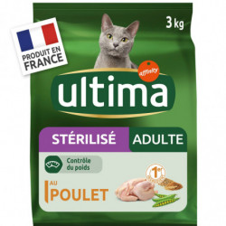 ULTIMA - Croquettes pour chat Adulte Stérilisé au Poulet - sac de 3 kg Sonico.fr