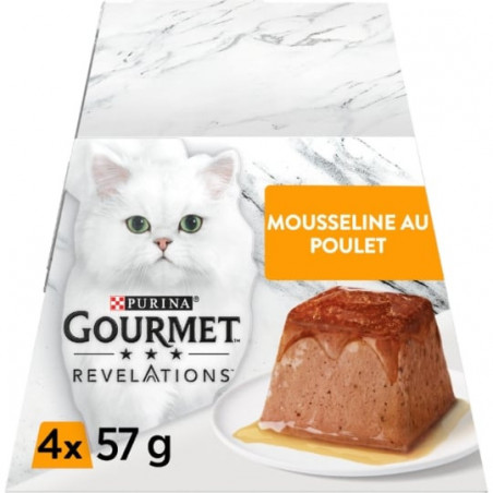 PURINA GOURMET - Révélations Mousseline Au Poulet Nappée De Sauce - Pâtée pour chat  - 4x57 g Sonico.fr
