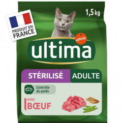 ULTIMA - Croquettes pour chat Adulte Stérilisé au Buf - sac de 1,5 kg Sonico.fr