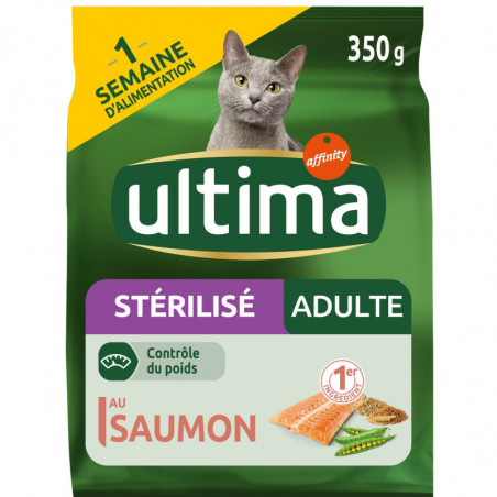 ULTIMA - Croquettes pour chat Adulte Stérilisé au Saumon - sac de 350 g Sonico.fr