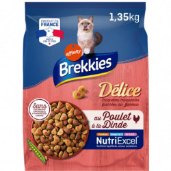 BREKKIES - Delice au Poulet à la Dinde et aux Légumes Croquettes pour chat Adulte - sac de 1,35 kg Sonico.fr